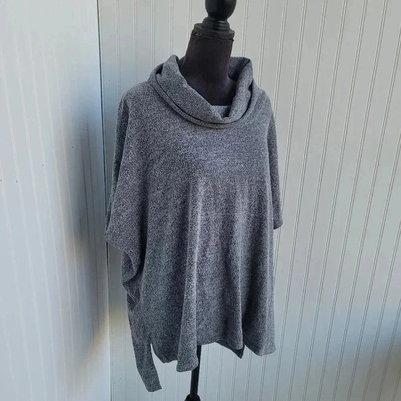 Time and Tru Soft Fleece Cowl Pullover Tunic Cozy Warm Top Heather Grey L XL - Picture 2 of 9